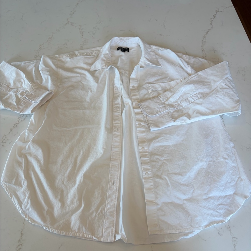 J. Crew White Oversized Etienne Shirt